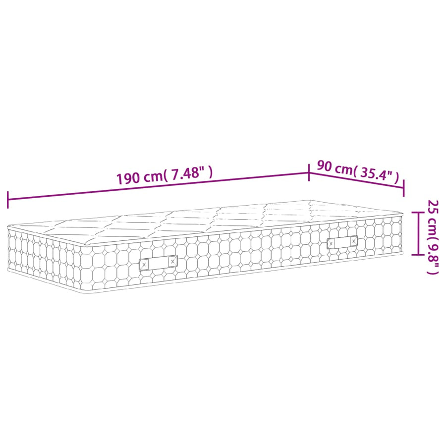Pocketveringmatras Middelhard-Hard Single Size 90 x 190 cm