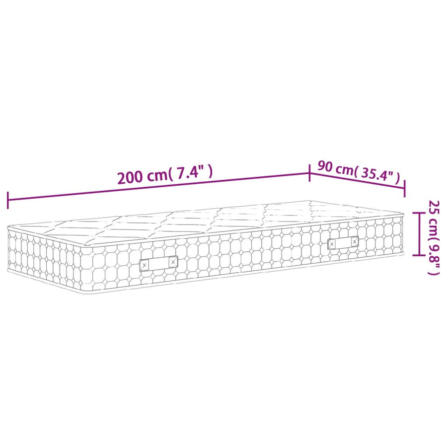 Pocketveringmatras Middelhard-Hard 90 x 200 cm