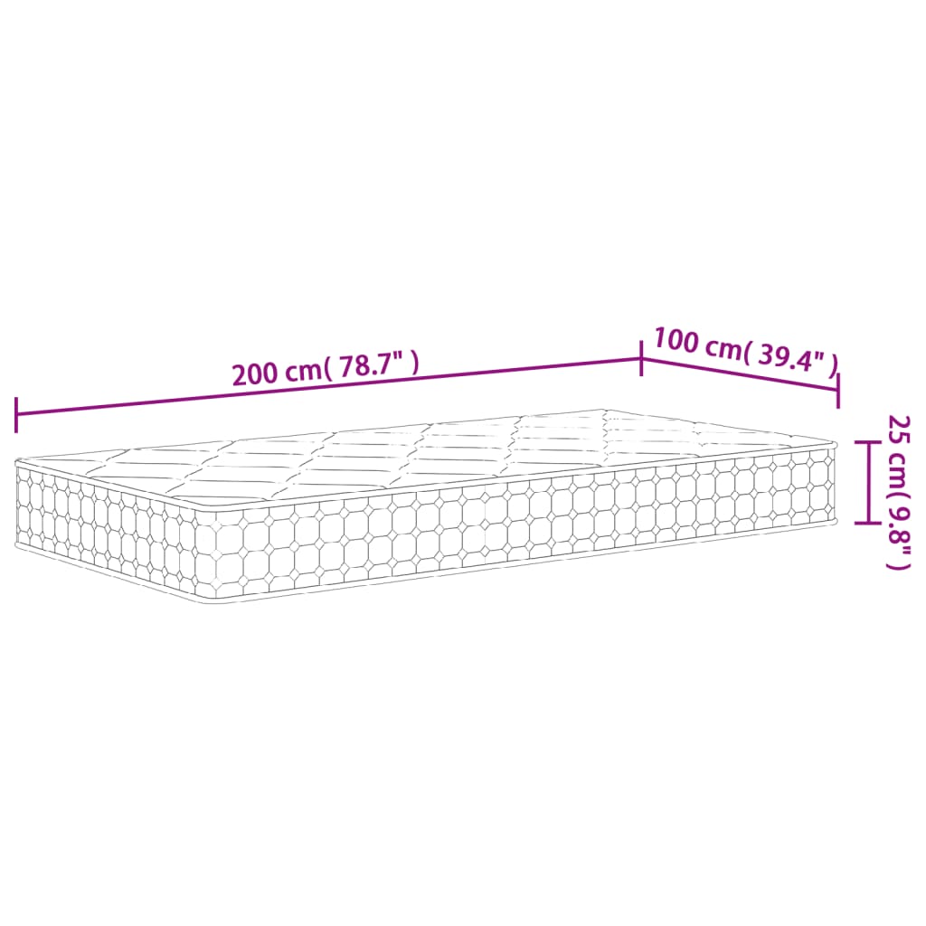 Pocketveringmatras Middelhard-Hard 100 x 200 cm
