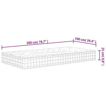 Pocketveringmatras Middelhard-Hard 100 x 200 cm