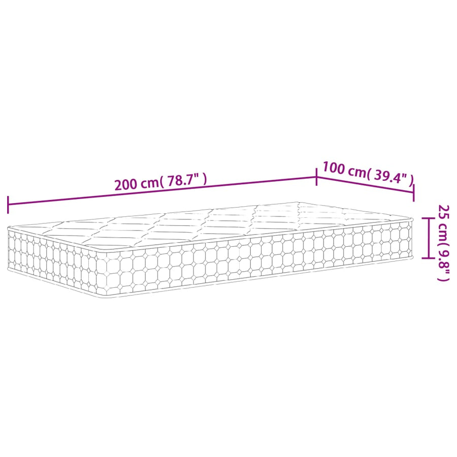 Pocketveringmatras Middelhard-Hard 100 x 200 cm
