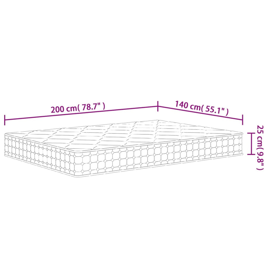Pocketveringmatras Middelhard-Hard 140 x 200 cm