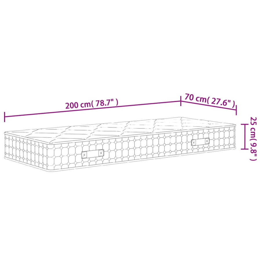 Pocketveringmatras Middelhard-Hard 70 x 200 cm