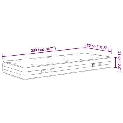 Pocketveringmatras Middelhard-Hard 80 x 200 cm