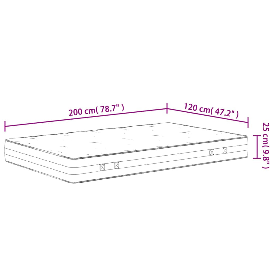 Pocketveringmatras Middelhard-Hard 120 x 200 cm