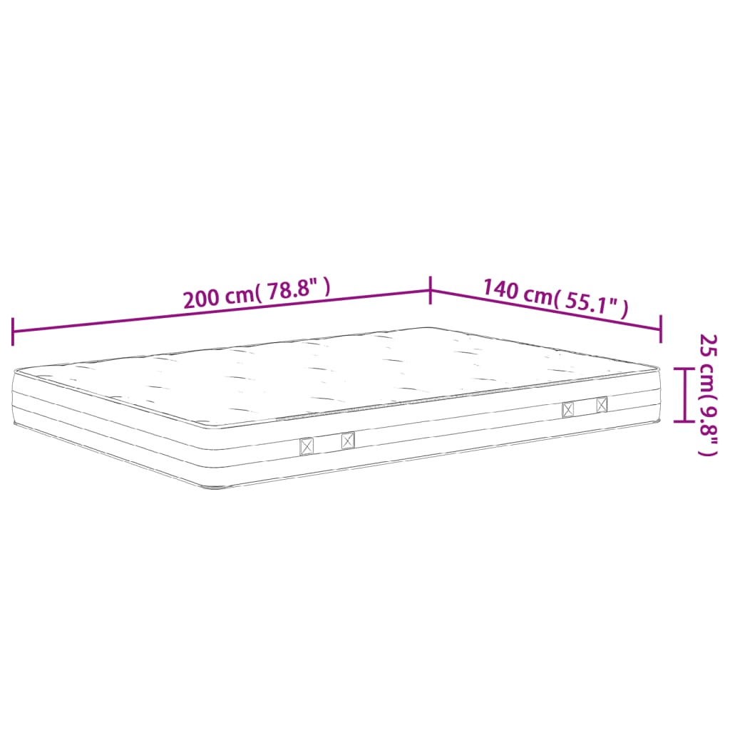 Pocketveringmatras Middelhard-Hard 140 x 200 cm
