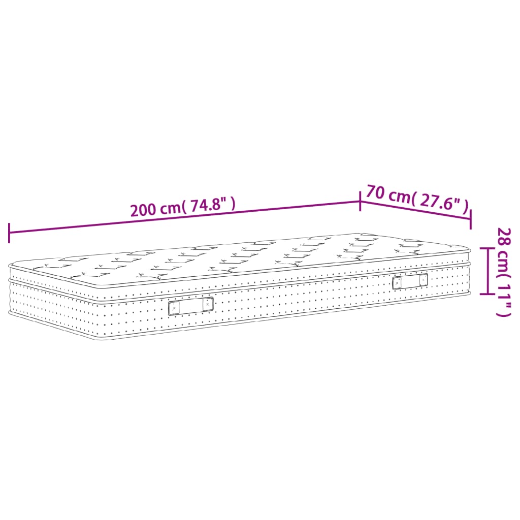 Pocketveringmatras Middelhard-Plus 70 x 200 cm