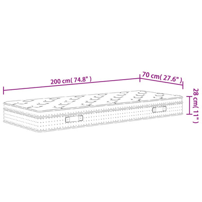 Pocketveringmatras Middelhard-Plus 70 x 200 cm