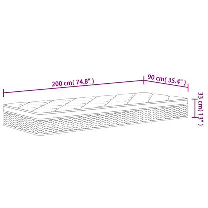 Pocketveringmatras Middelhard-Plus 90 x 200 cm