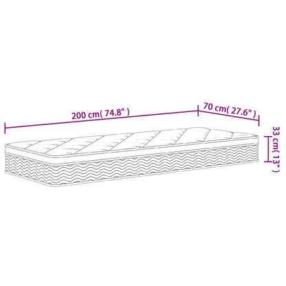 Pocketveringmatras Middelhard-Plus 70 x 200 cm
