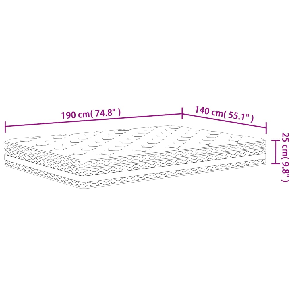Pocketveringmatras Middelhard 140 x 190 cm