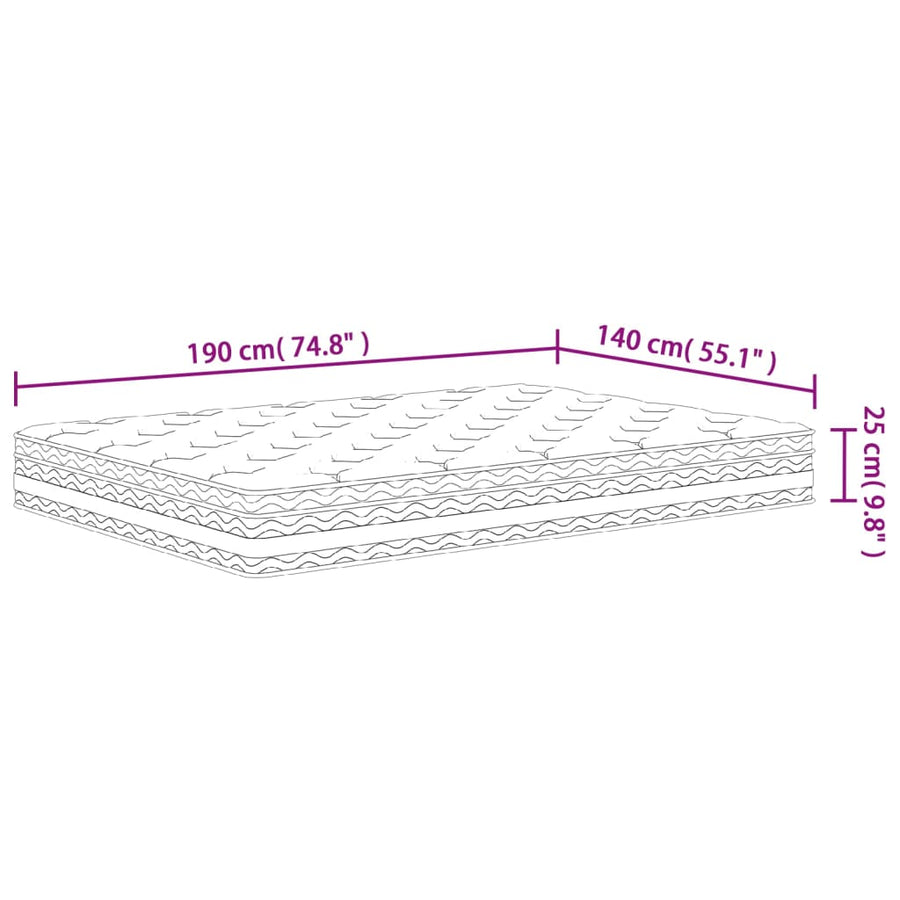 Pocketveringmatras Middelhard 140 x 190 cm