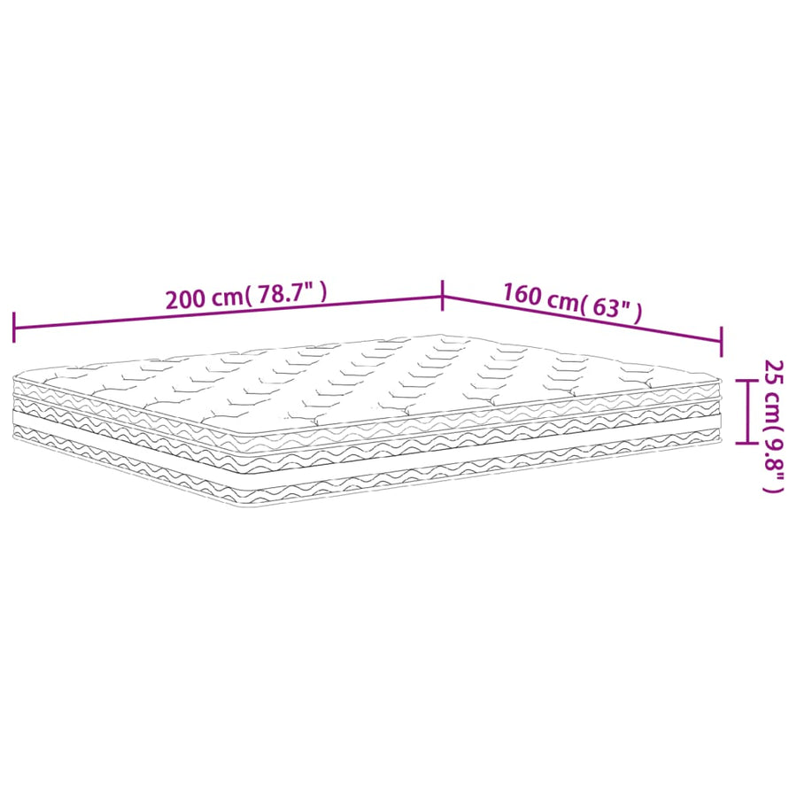 Pocketveringmatras Middelhard 160 x 200 cm