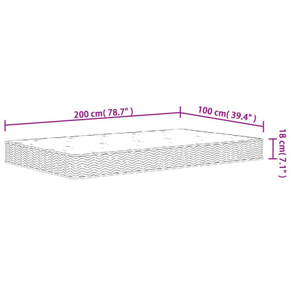 Binnenveringmatras Middelhard 100 x 200 cm