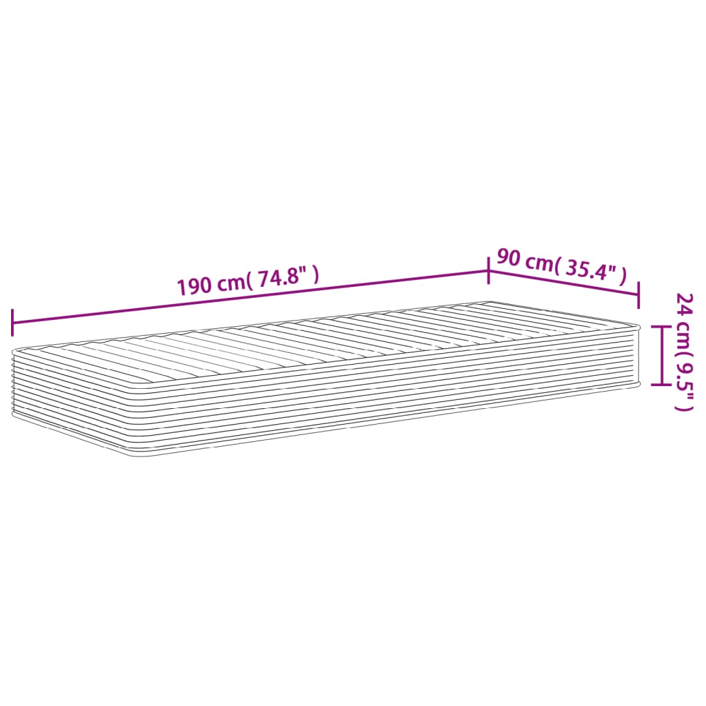 Schuimmatras middelzacht 90x190 cm Single Size