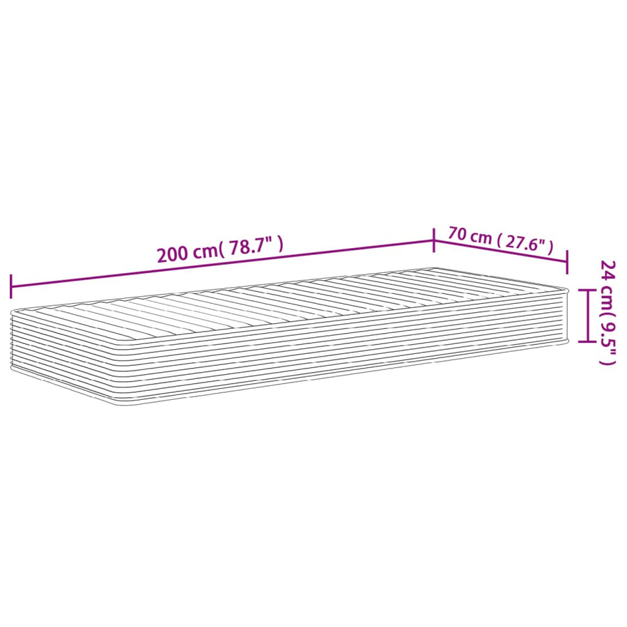 Schuimmatras middelzacht 70x200 cm