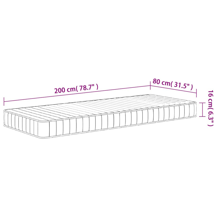 Schuimmatras Middelzacht 80 x 200 cm
