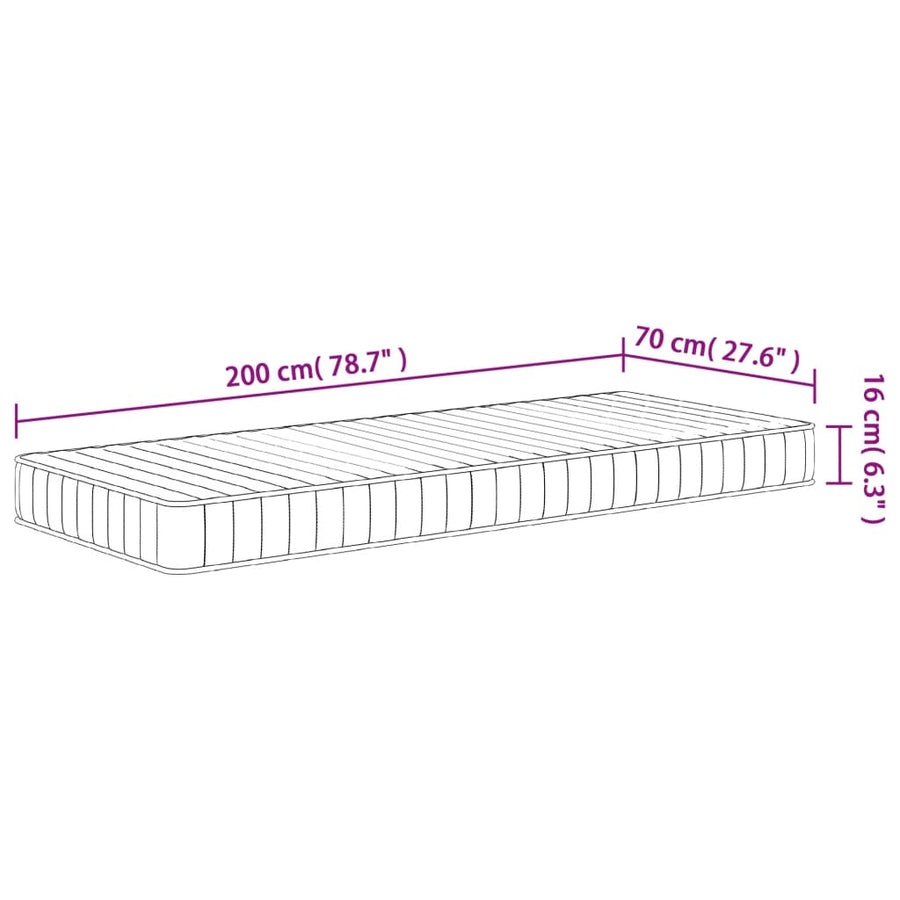 Schuimmatras Middelzacht 70 x 200 cm