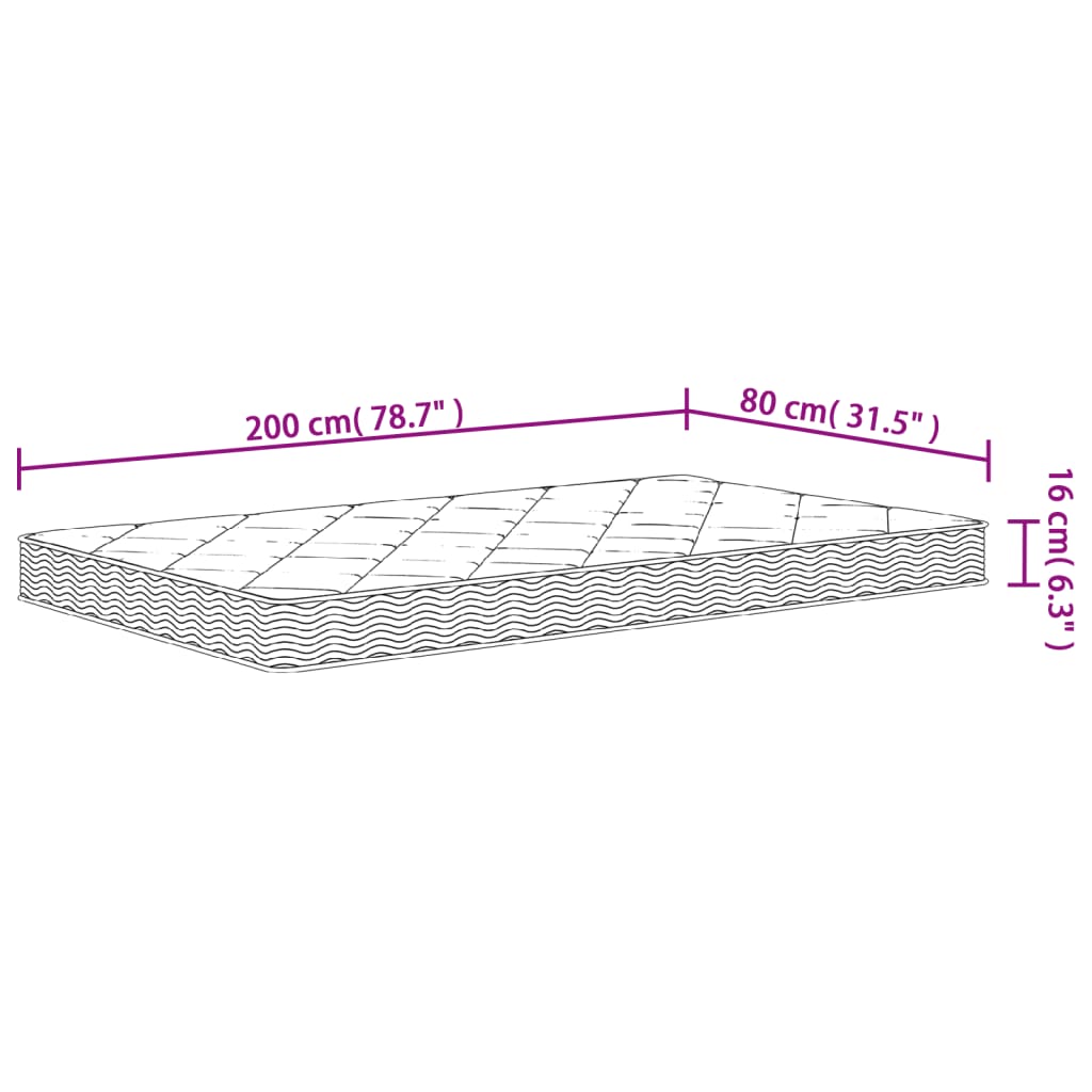 Schuimmatras Middelzacht 80 x 200 cm