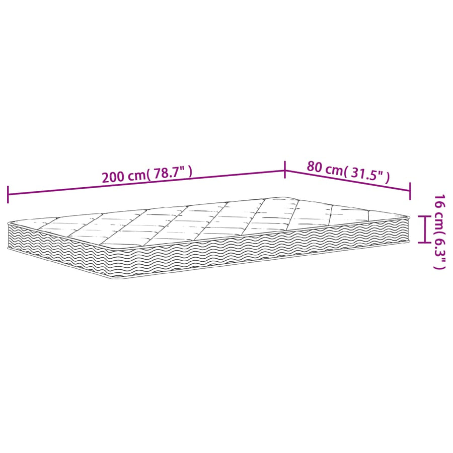 Schuimmatras Middelzacht 80 x 200 cm