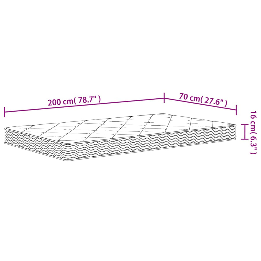 Schuimmatras Middelzacht 70 x 200 cm