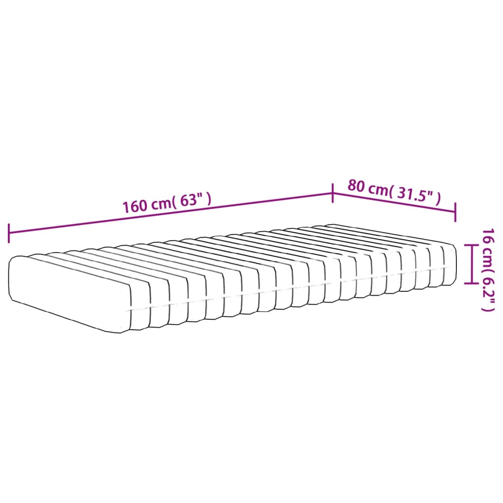 Schuimmatras Voor Kinderen Middelzacht 80 x 160 cm