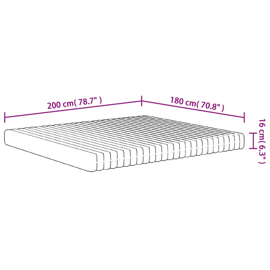 Schuimmatras Middelzacht 180 x 200 cm