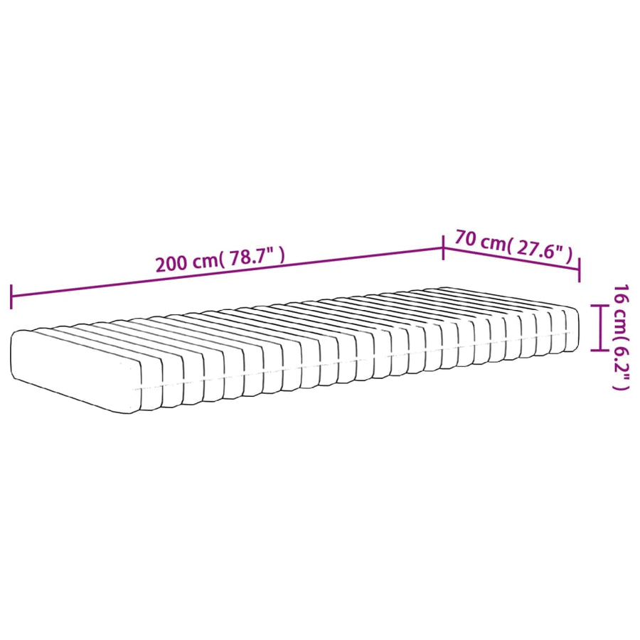 Schuimmatras Middelzacht 70 x 200 cm