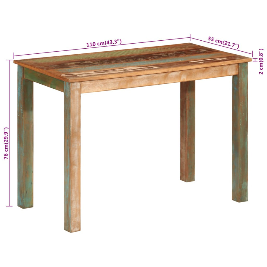 Eettafel 110x55x76 cm gerecycled massief mangohout