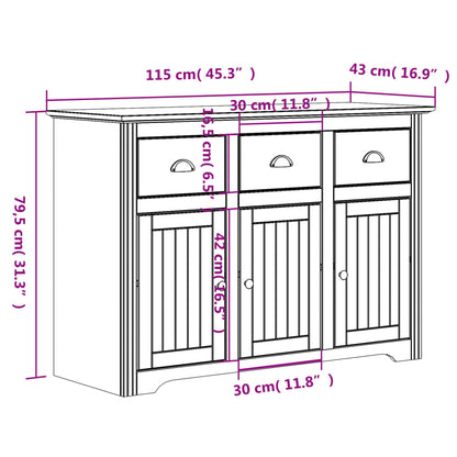 Hoge Kast Bodo 115,5X43X200,5 Cm Massief Grenenhout Wit