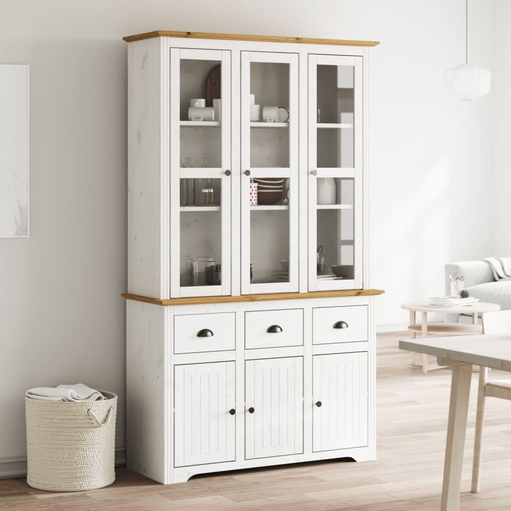 Hoge Kast Bodo 115,5X43X200,5 Cm Grenenhout Wit En Bruin