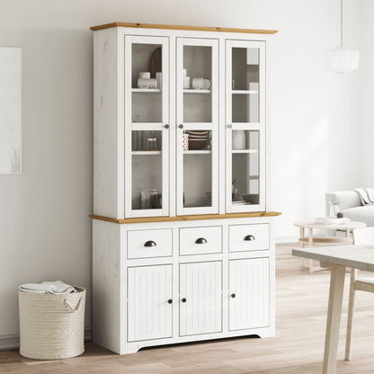 Hoge Kast Bodo 115,5X43X200,5 Cm Grenenhout Wit En Bruin
