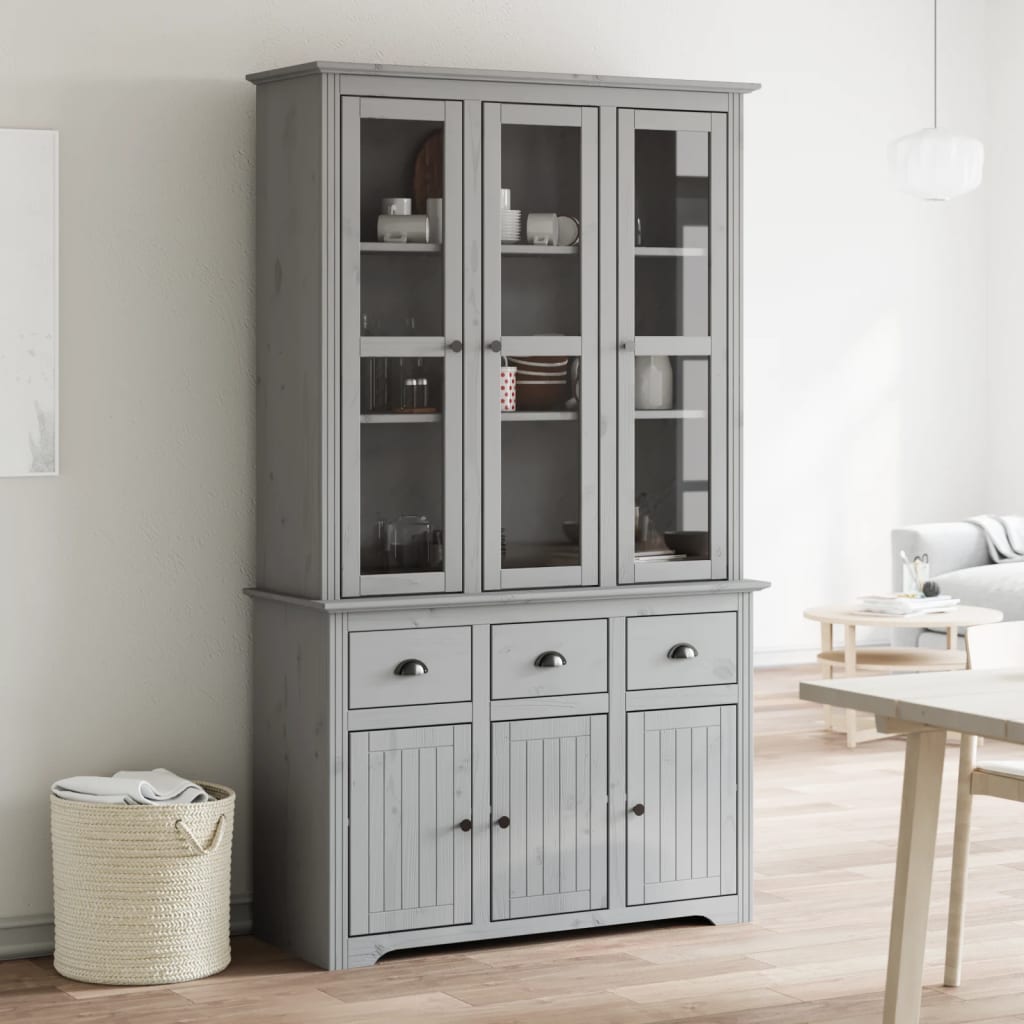 Hoge Kast Bodo 115,5X43X200,5 Cm Massief Grenenhout Grijs