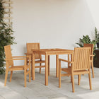 Stackable garden chairs 4 pcs 56.5x57.5x91 cm solid teak wood