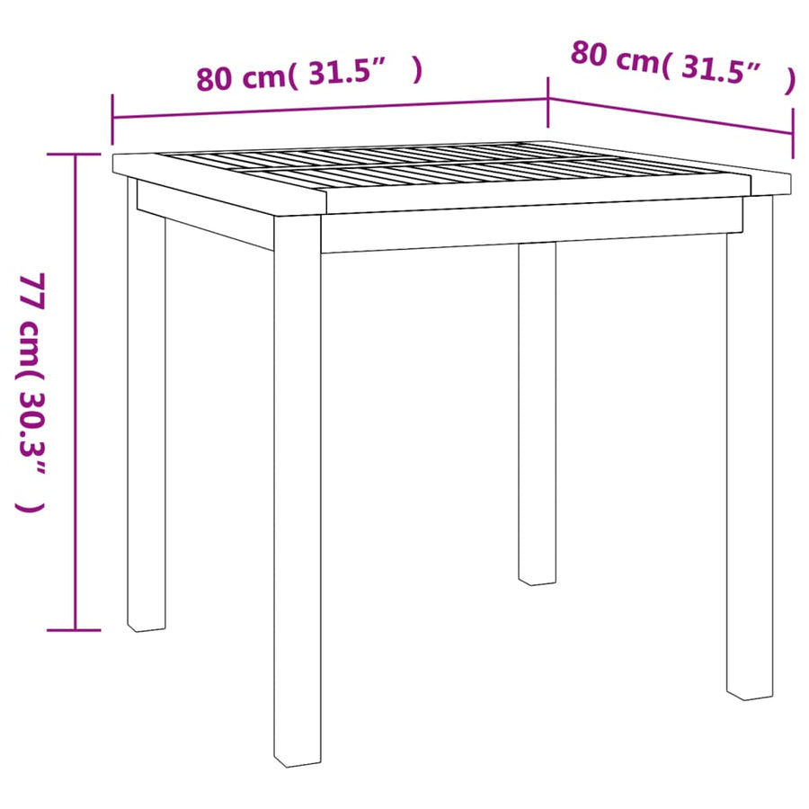 -Delige Tuinset Massief Teakhout 3 80 cm tafellengte