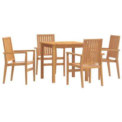 -Delige Tuinset Massief Teakhout 5 80 cm tafellengte