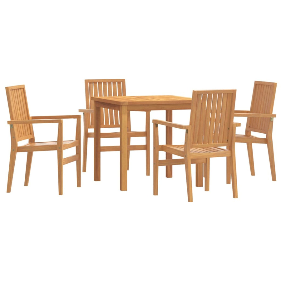 -Delige Tuinset Massief Teakhout 5 80 cm tafellengte