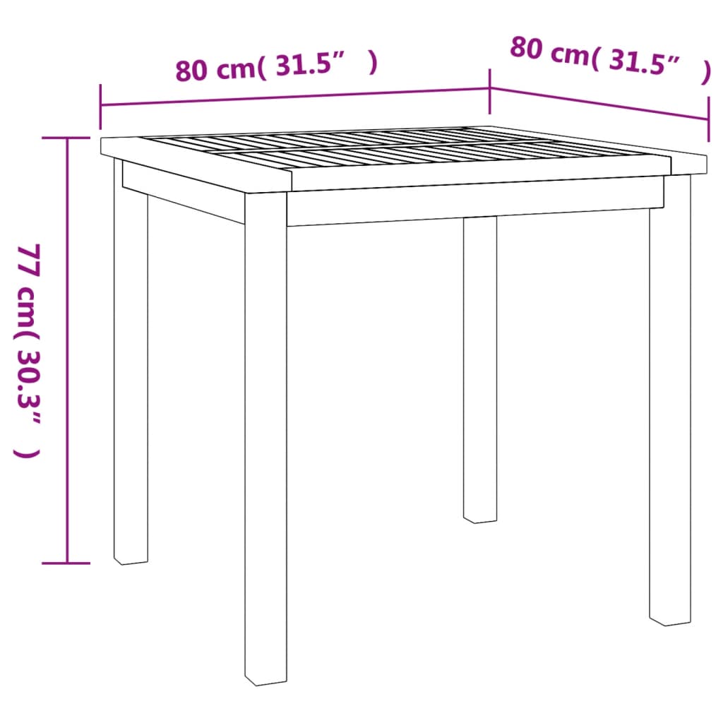-Delige Tuinset Massief Teakhout 5 80 cm tafellengte