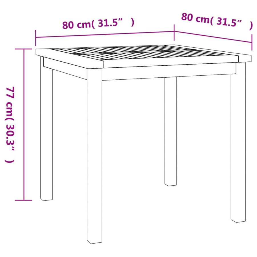 -Delige Tuinset Massief Teakhout 5 80 cm tafellengte