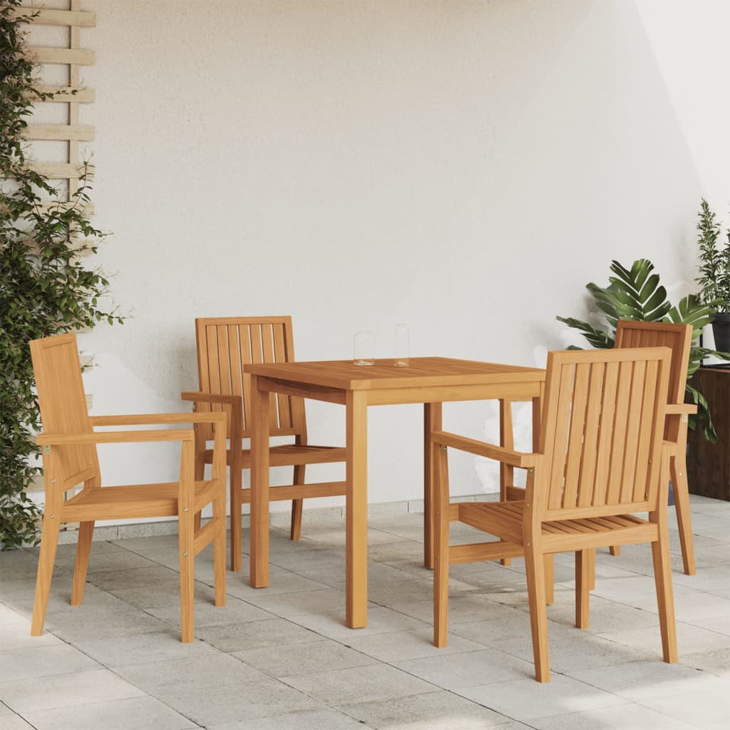 -Delige Tuinset Massief Teakhout 5 80 cm tafellengte