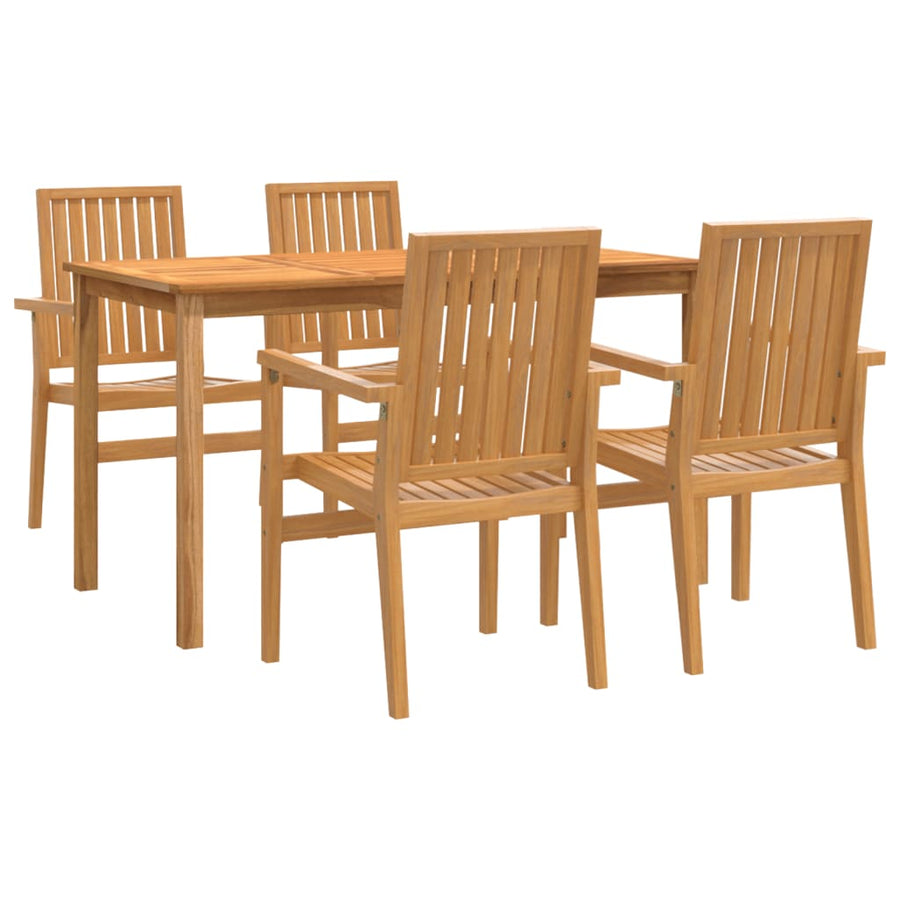 -Delige Tuinset Massief Teakhout 5 140 cm tafellengte