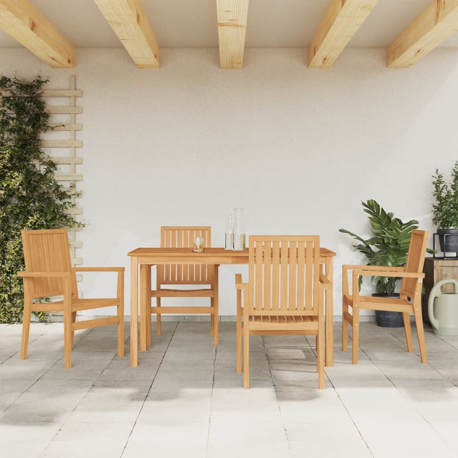 -Delige Tuinset Massief Teakhout 5 140 cm tafellengte