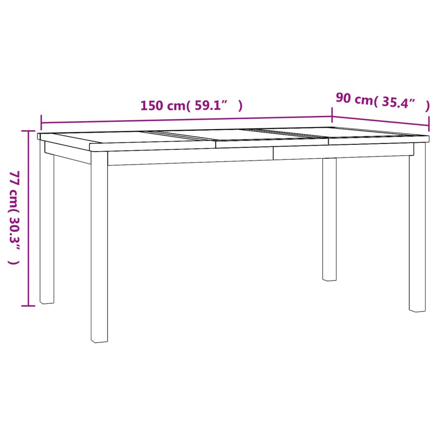 -Delige Tuinset Massief Teakhout 5 150 cm tafellengte