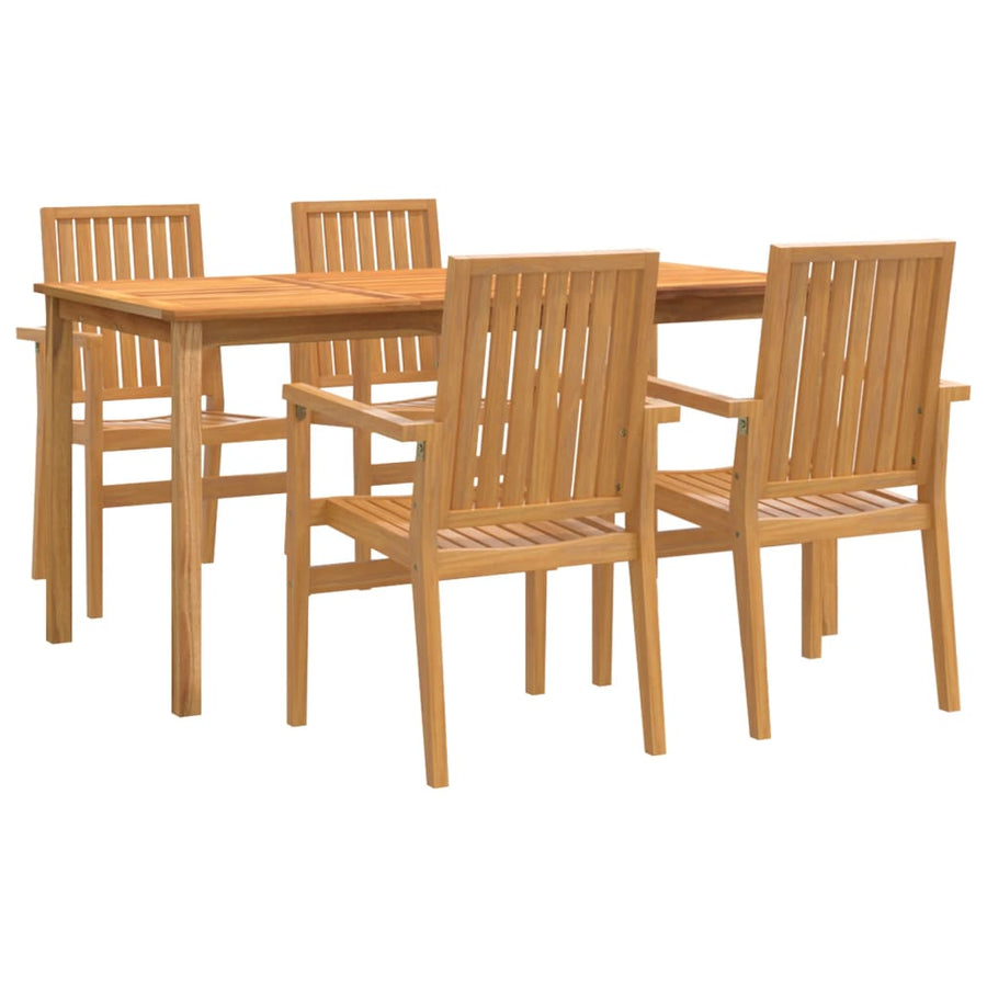 -Delige Tuinset Massief Teakhout 5 160 cm tafellengte