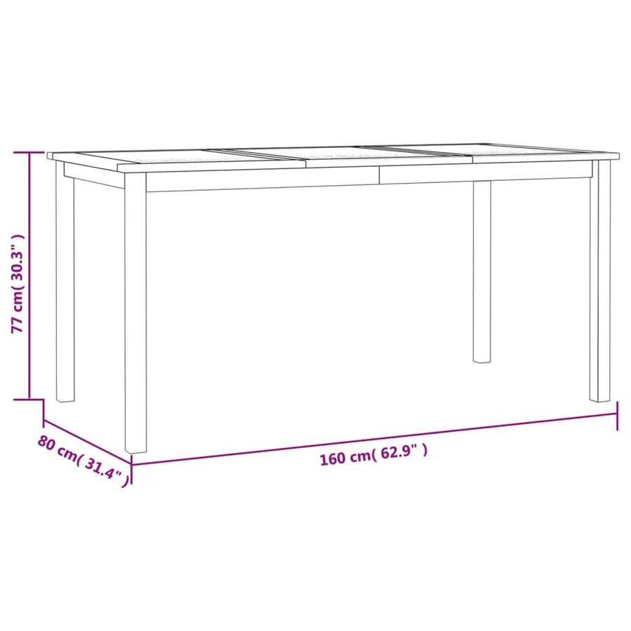 -Delige Tuinset Massief Teakhout 5 160 cm tafellengte