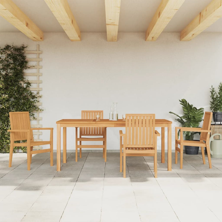 -Delige Tuinset Massief Teakhout 5 180 cm tafellengte