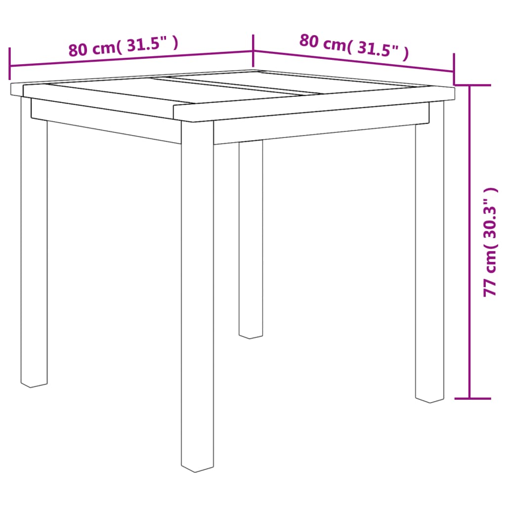 3-Delige Tuinset Massief Teakhout 80 cm tafellengte