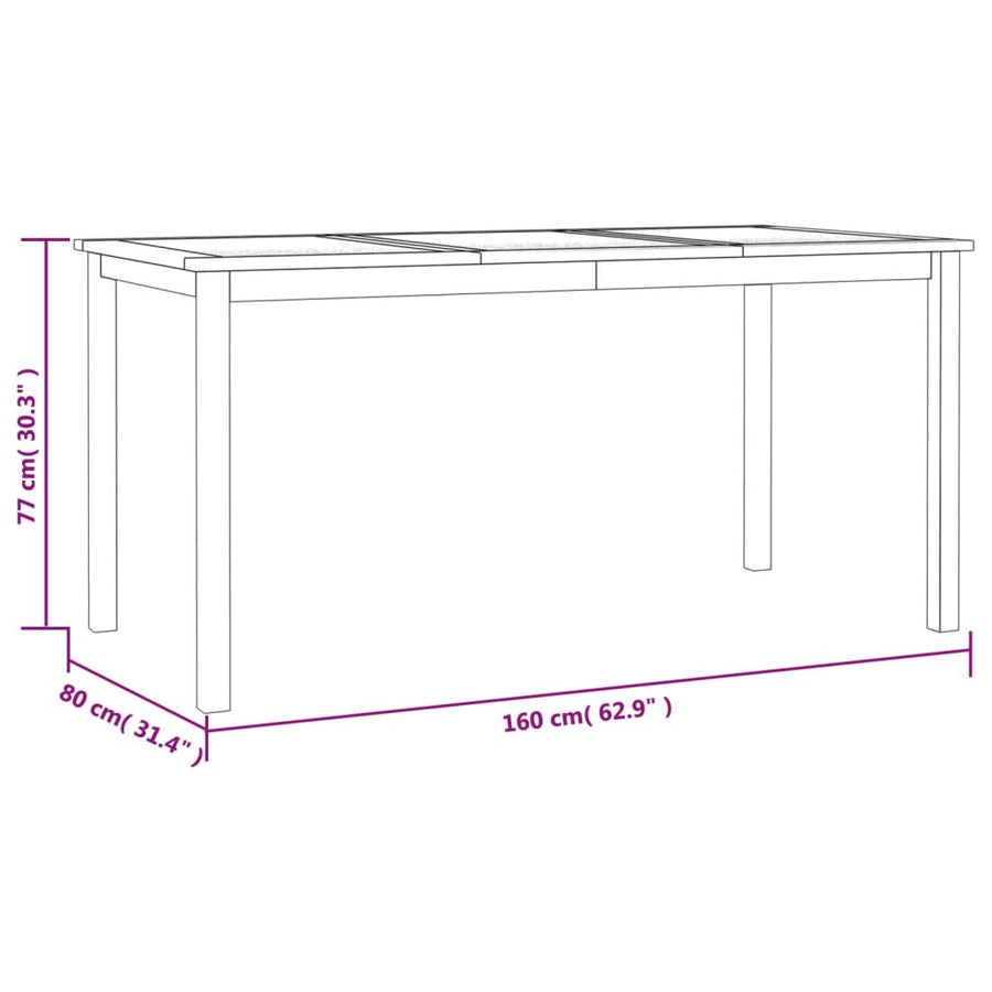 5-Delige Tuinset Massief Teakhout 160 cm tafellengte