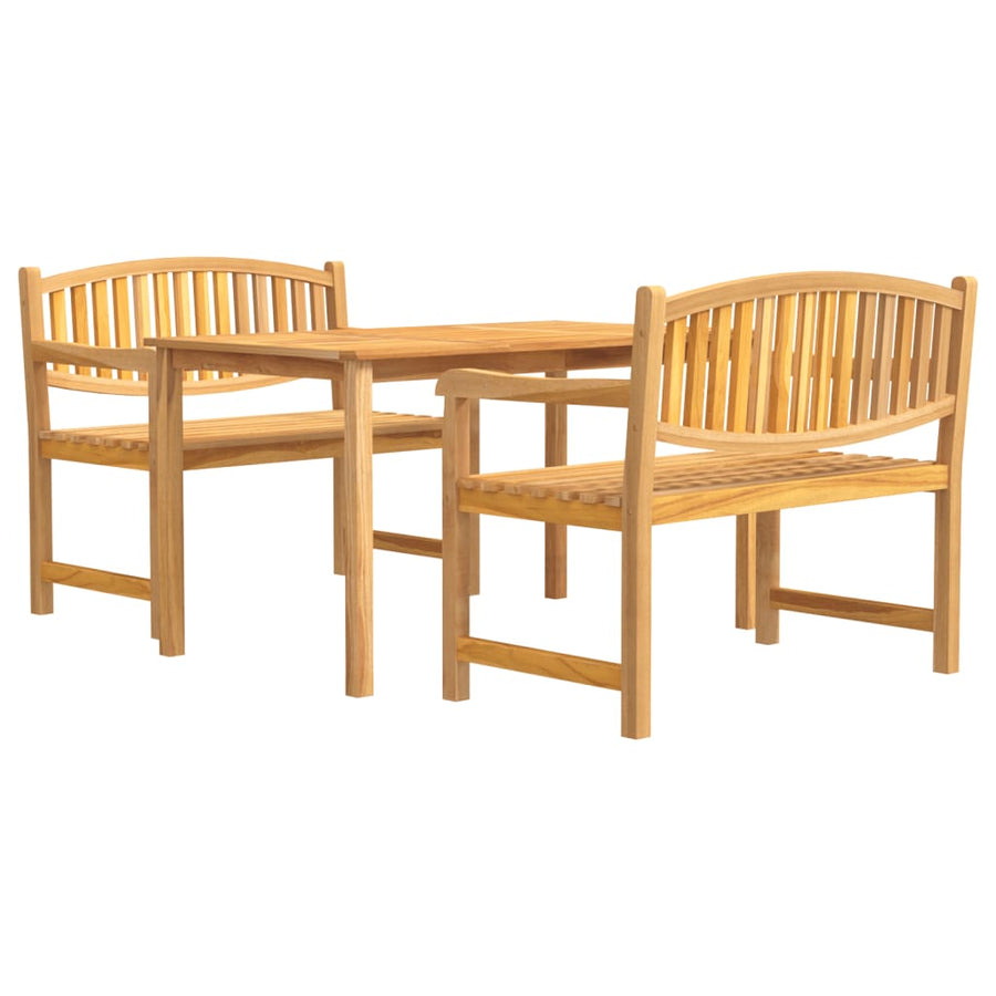 3-Delige Tuinset Massief Teakhout 1 140 cm tafellengte 2x Bank + Tafel