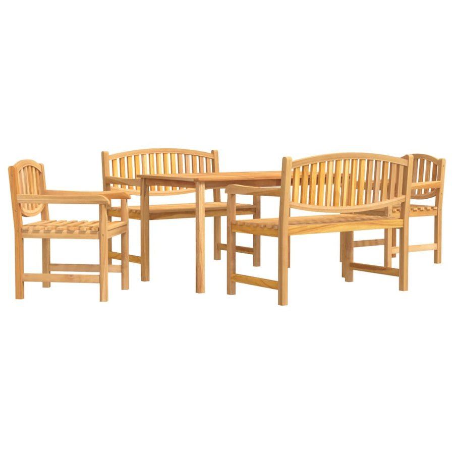 5-Delige Tuinset Massief Teakhout 1 140 cm tafellengte 2x chair + 2x bench + table